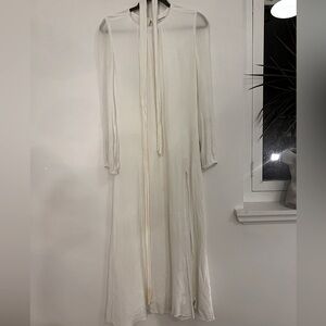 Reformation maxi long sleeve crepe dress with side slit and tie waist S